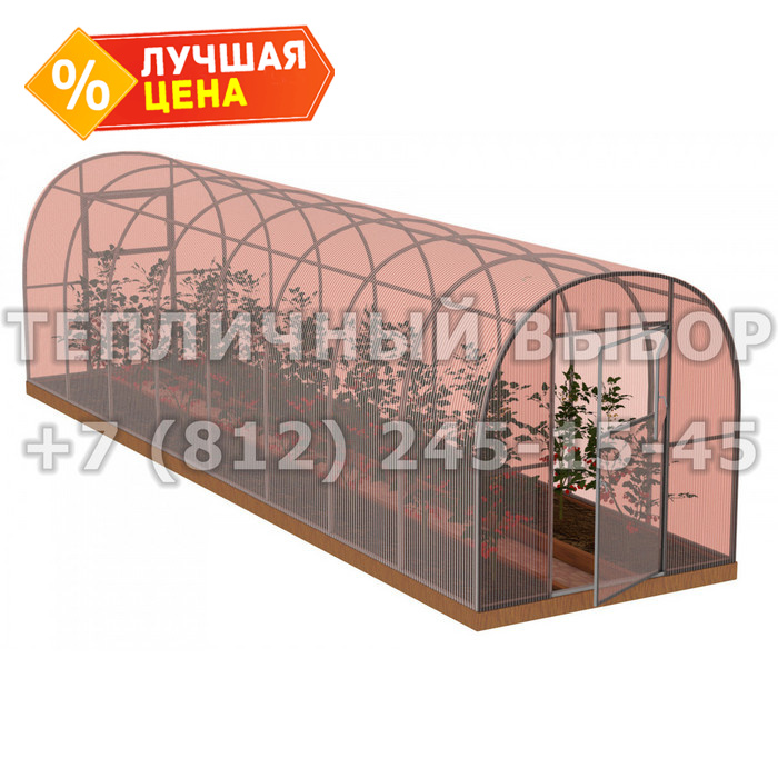 Теплица из поликарбоната-фито Арочная 2,1х12 h=2 м профиль 25х25 мм