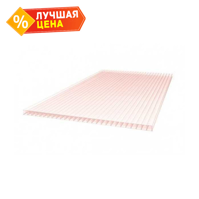 Сотовый поликарбонат 6 мм GREENHOUSE-NANO розовый 2100х6000 мм